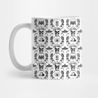 Dancing with Death | Dancing Skeletons | Gothic Halloween Pattern | Black and White | Mug